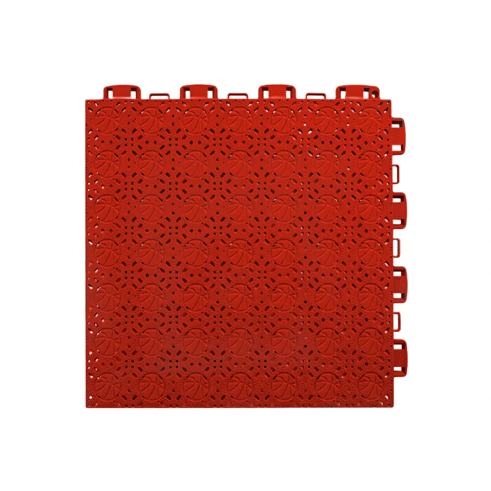 DUNK MASTER Interlocking Sports Floor Tiles - Anti-Slip Shock Absorbing Modular Court Flooring 10/20/30  Square Meters Basketball Court Outdoor Use - Red