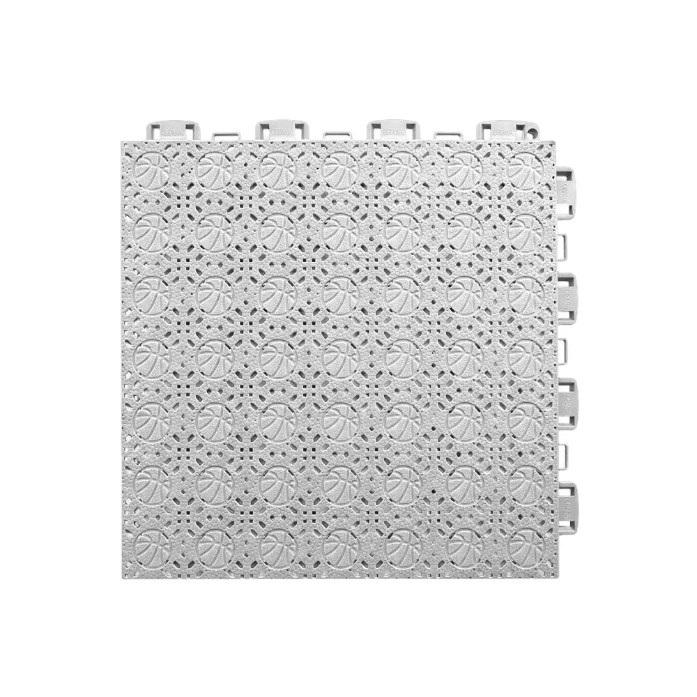 DUNK MASTER Interlocking Sports Floor Tiles - Anti-Slip Shock Absorbing Modular Court Flooring 10/20/30  Square Meters Basketball Court Outdoor Use - White