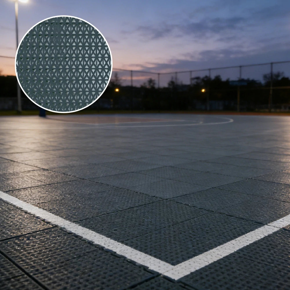 DUNK MASTER Interlocking Sports Floor Tiles - Double Layer Anti-Slip Basketball Court Flooring Modular Tiles 10/20/30 Square Meters - Dark Grey