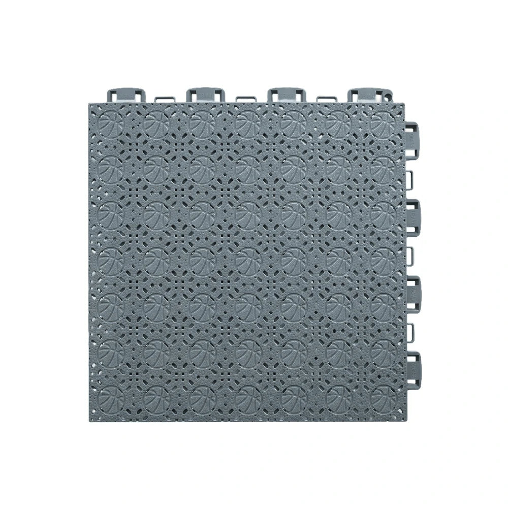 DUNK MASTER Interlocking Sports Floor Tiles - Anti-Slip Shock Absorbing Modular Court Flooring 10/20/30  Square Meters Basketball Court Outdoor Use - Light Grey