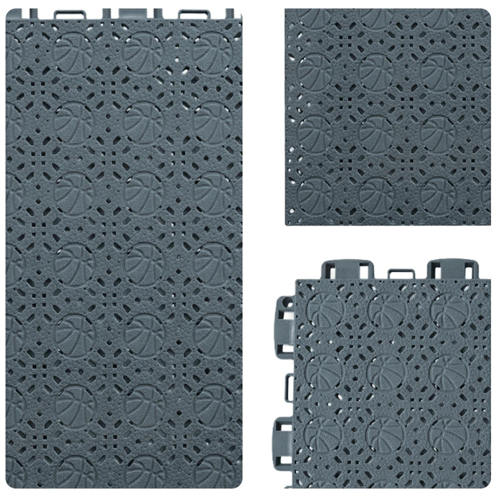 DUNK MASTER Interlocking Sports Floor Tiles - Anti-Slip Shock Absorbing Modular Court Flooring 10/20/30  Square Meters Basketball Court Outdoor Use - Dark Grey
