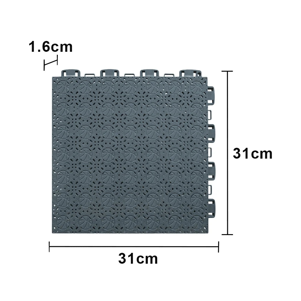 DUNK MASTER Interlocking Sports Floor Tiles - Anti-Slip Shock Absorbing Modular Court Flooring 10/20/30  Square Meters Basketball Court Outdoor Use - Dark Grey
