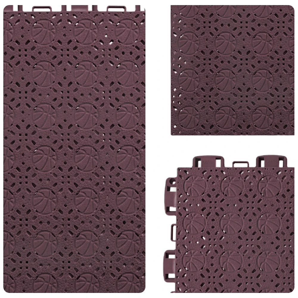 DUNK MASTER Interlocking Sports Floor Tiles - Anti-Slip Shock Absorbing Modular Court Flooring 10/20/30  Square Meters Basketball Court Outdoor Use - Coffee