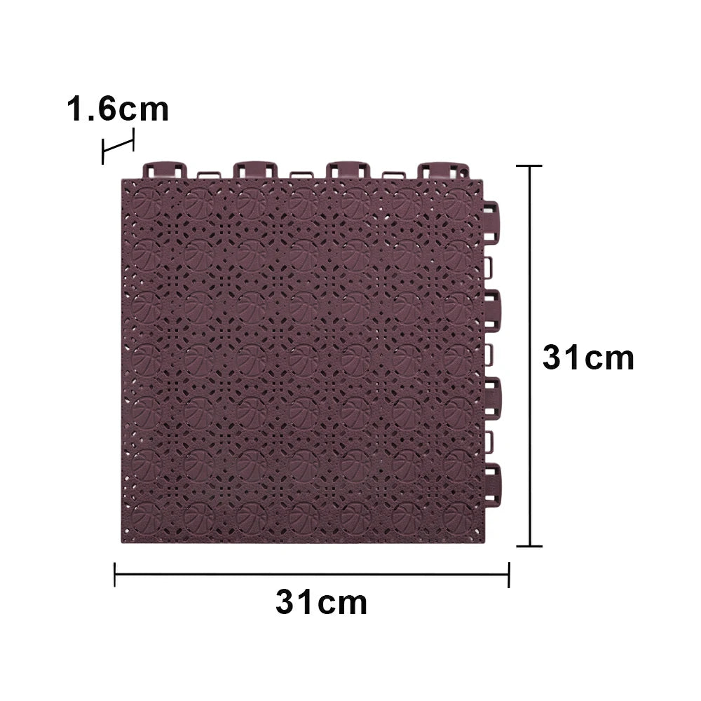 DUNK MASTER Interlocking Sports Floor Tiles - Anti-Slip Shock Absorbing Modular Court Flooring 10/20/30  Square Meters Basketball Court Outdoor Use - Coffee