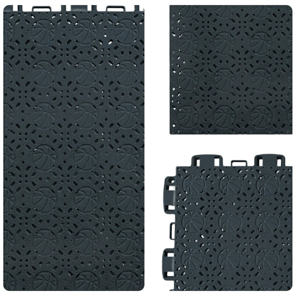 DUNK MASTER Interlocking Sports Floor Tiles - Anti-Slip Shock Absorbing Modular Court Flooring 10/20/30  Square Meters Basketball Court Outdoor Use - Black