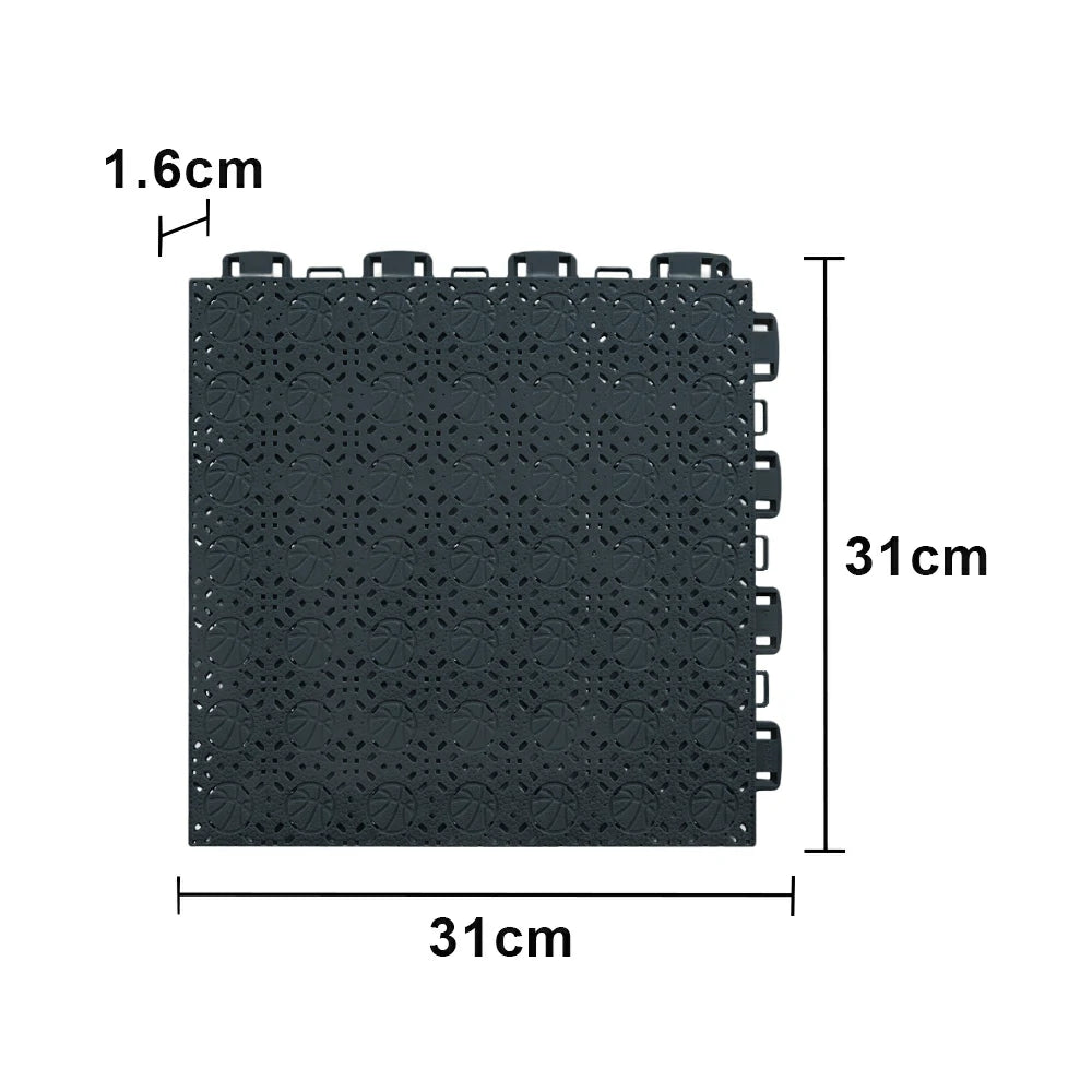 DUNK MASTER Interlocking Sports Floor Tiles - Anti-Slip Shock Absorbing Modular Court Flooring 10/20/30  Square Meters Basketball Court Outdoor Use - Black