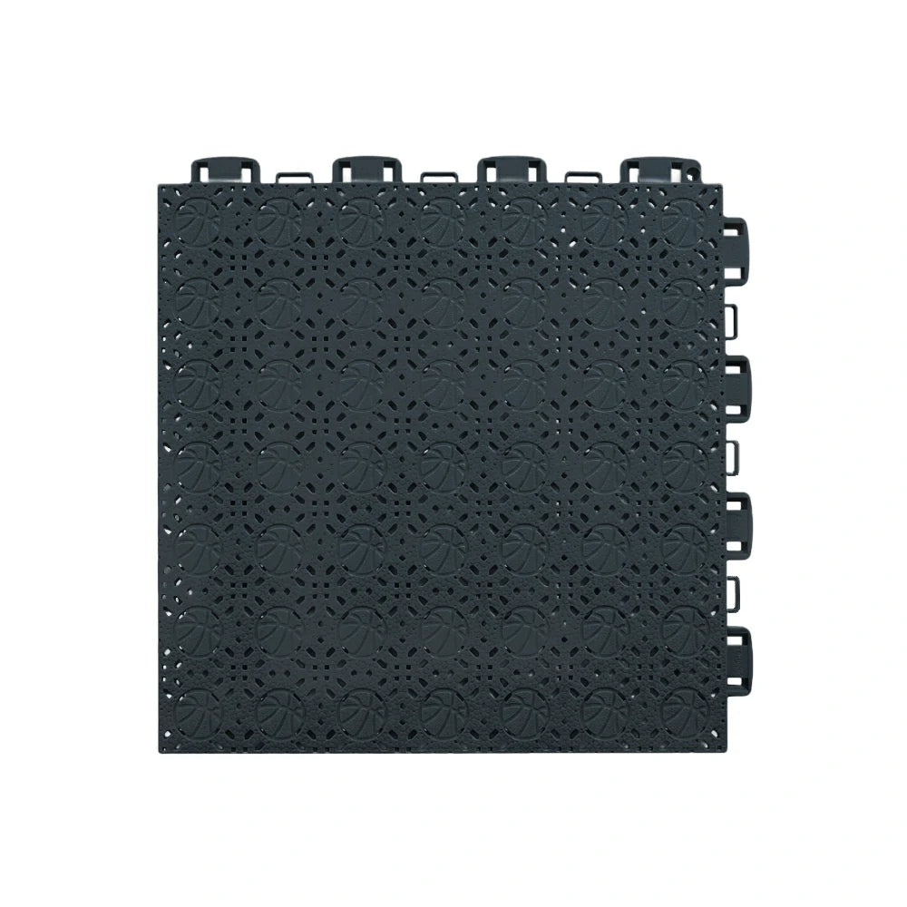DUNK MASTER Interlocking Sports Floor Tiles - Anti-Slip Shock Absorbing Modular Court Flooring 10/20/30  Square Meters Basketball Court Outdoor Use - Black
