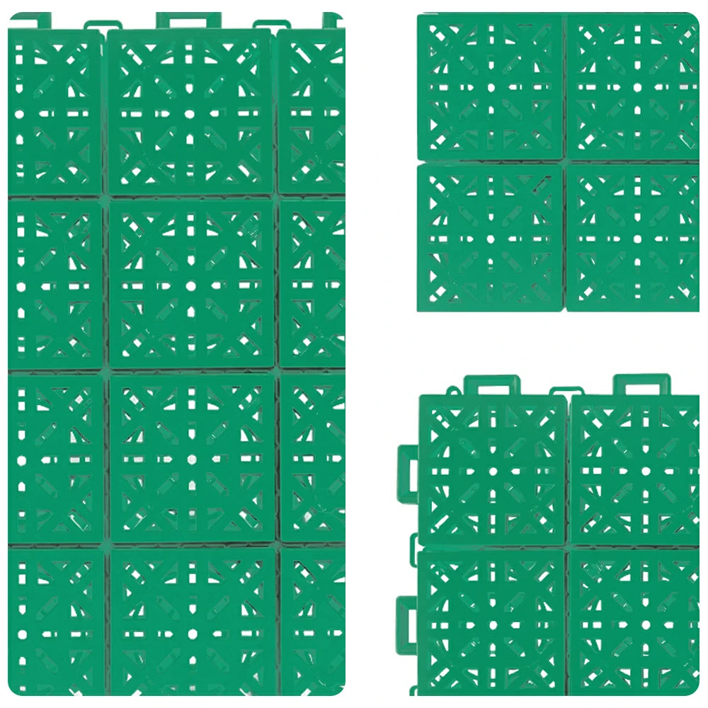DUNK MASTER Interlocking Sports Floor Tiles - Anti-Slip Shock Absorbing Modular Court Flooring 10/20/30 Square Meters Basketball Court Outdoor Use - Grass Green