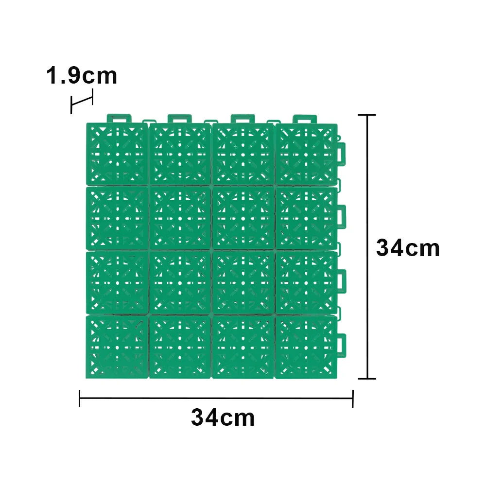 DUNK MASTER Interlocking Sports Floor Tiles - Anti-Slip Shock Absorbing Modular Court Flooring 10/20/30 Square Meters Basketball Court Outdoor Use - Grass Green