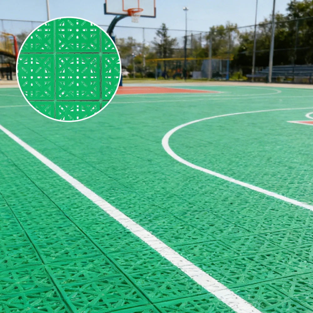 DUNK MASTER Interlocking Sports Floor Tiles - Anti-Slip Shock Absorbing Modular Court Flooring 10/20/30 Square Meters Basketball Court Outdoor Use - Emerald Green
