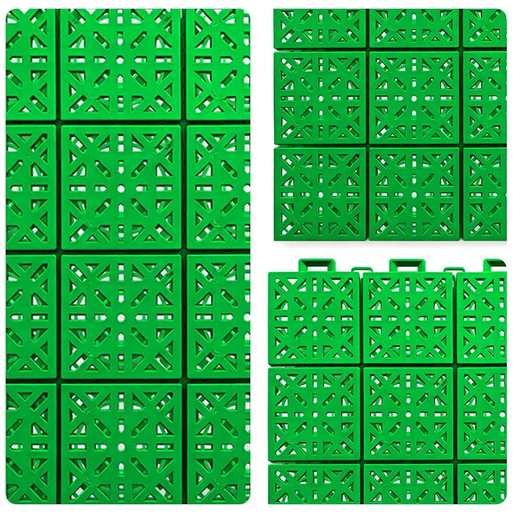 DUNK MASTER Interlocking Sports Floor Tiles - Anti-Slip Shock Absorbing Modular Court Flooring 10/20/30 Square Meters Basketball Court Outdoor Use - Apple Green