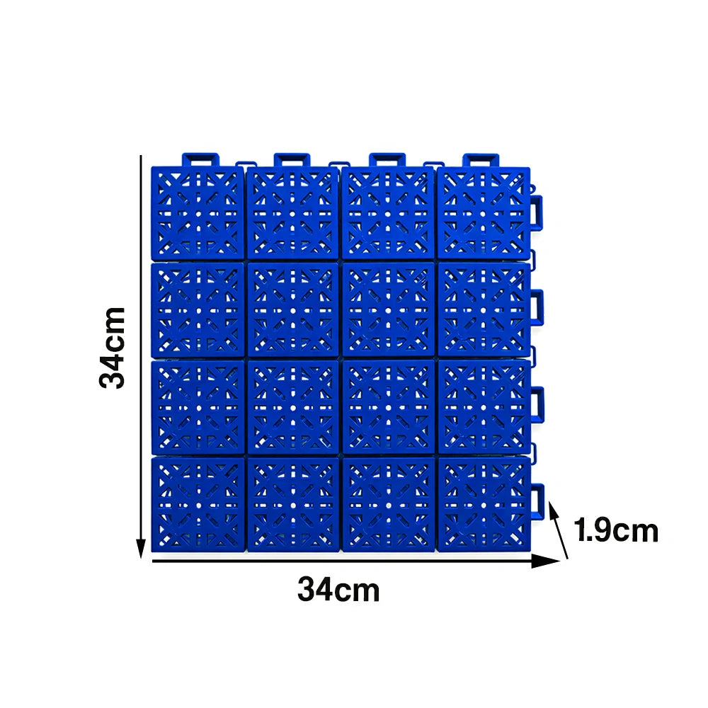 DUNK MASTER Interlocking Sports Floor Tiles - Anti-Slip Shock Absorbing Modular Court Flooring 10/20/30 Square Meters Basketball Court Outdoor Use - Royal Blue