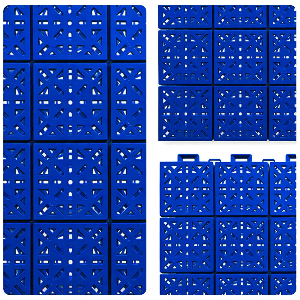 DUNK MASTER Interlocking Sports Floor Tiles - Anti-Slip Shock Absorbing Modular Court Flooring 10/20/30 Square Meters Basketball Court Outdoor Use - Royal Blue