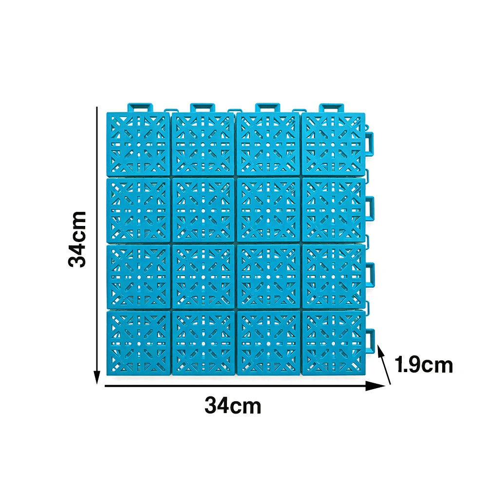 DUNK MASTER Interlocking Sports Floor Tiles - Anti-Slip Shock Absorbing Modular Court Flooring 10/20/30 Square Meters Basketball Court Outdoor Use - Blue