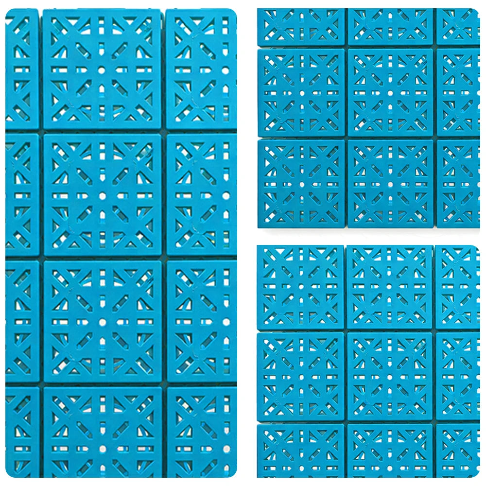 DUNK MASTER Interlocking Sports Floor Tiles - Anti-Slip Shock Absorbing Modular Court Flooring 10/20/30 Square Meters Basketball Court Outdoor Use - Blue