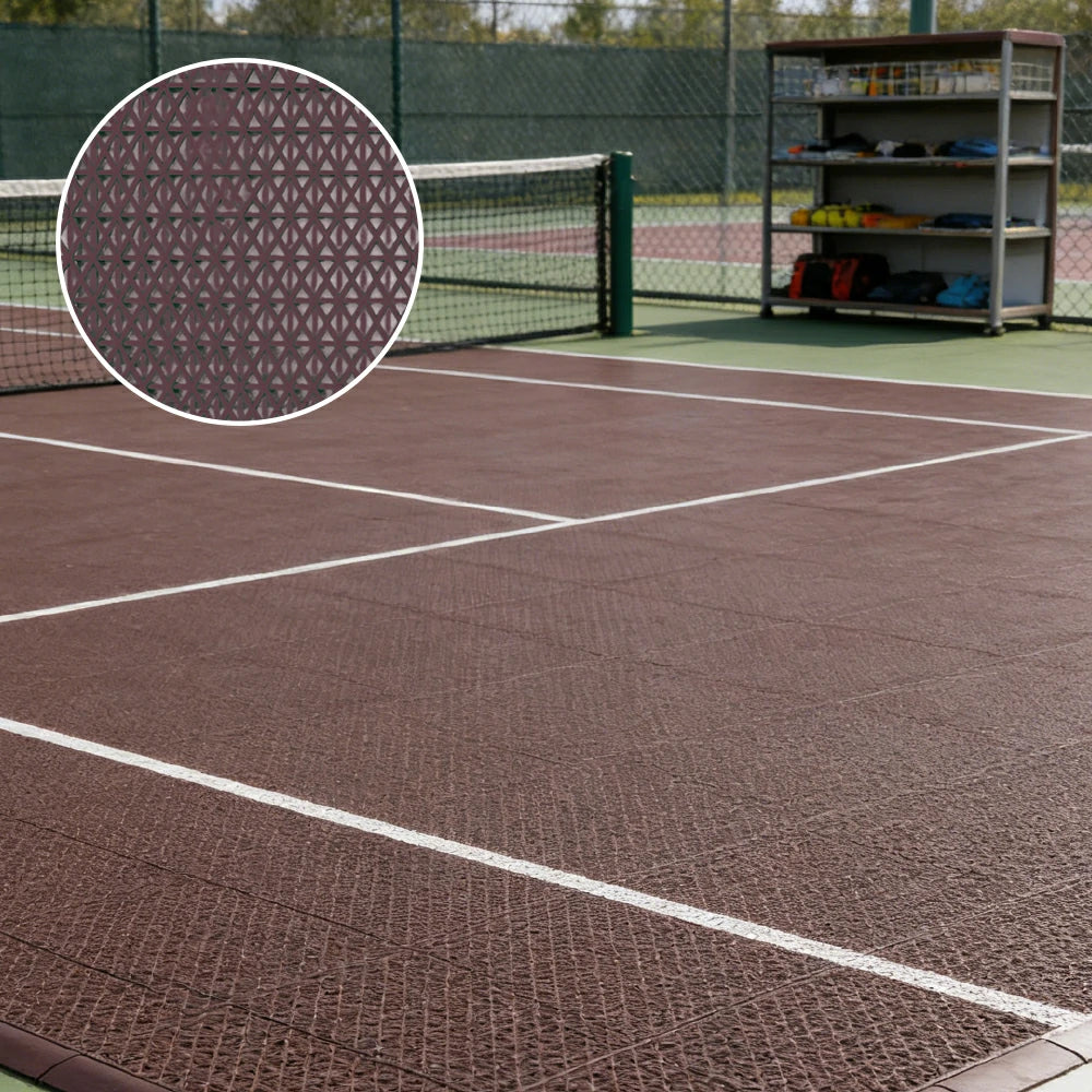 DUNK MASTER Interlocking Sports Floor Tiles - Double Layer Anti-Slip Basketball Court Flooring Modular Tiles 10/20/30 Square Meters - Coffee