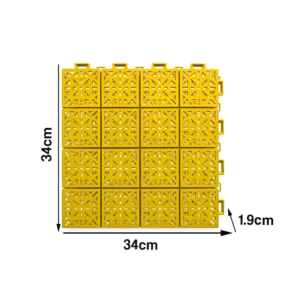 DUNK MASTER Interlocking Sports Floor Tiles - Anti-Slip Shock Absorbing Modular Court Flooring 10/20/30 Square Meters Basketball Court Outdoor Use - Yellow