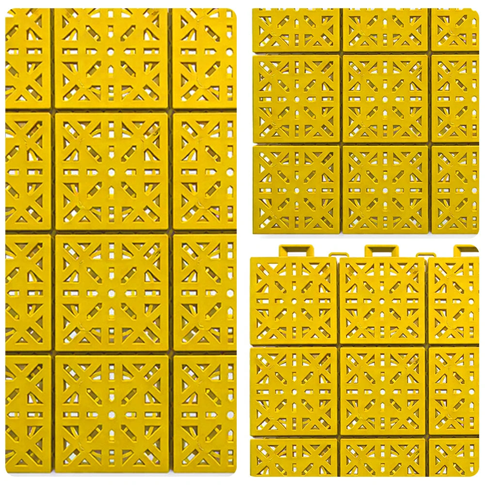 DUNK MASTER Interlocking Sports Floor Tiles - Anti-Slip Shock Absorbing Modular Court Flooring 10/20/30 Square Meters Basketball Court Outdoor Use - Yellow