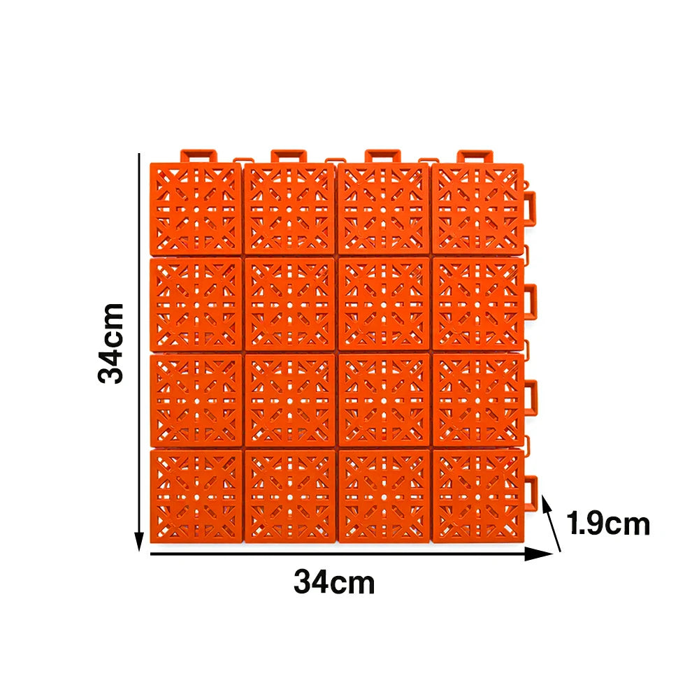 DUNK MASTER Interlocking Sports Floor Tiles - Anti-Slip Shock Absorbing Modular Court Flooring 10/20/30 Square Meters Basketball Court Outdoor Use - Orange