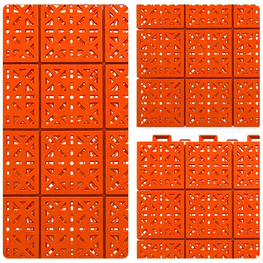 DUNK MASTER Interlocking Sports Floor Tiles - Anti-Slip Shock Absorbing Modular Court Flooring 10/20/30 Square Meters Basketball Court Outdoor Use - Orange