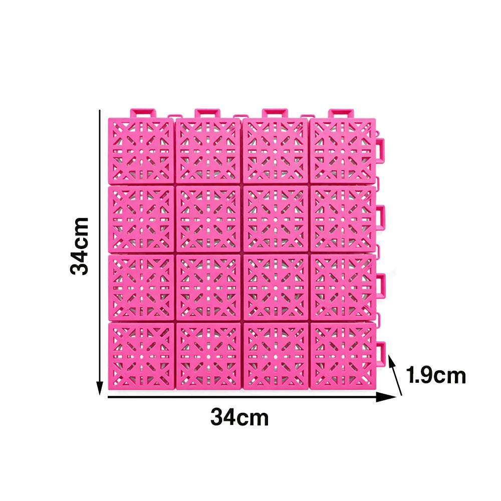 DUNK MASTER Interlocking Sports Floor Tiles - Anti-Slip Shock Absorbing Modular Court Flooring 10/20/30 Square Meters Basketball Court Outdoor Use - Pink