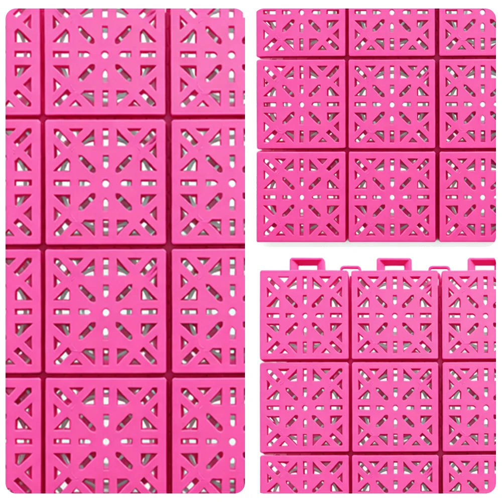 DUNK MASTER Interlocking Sports Floor Tiles - Anti-Slip Shock Absorbing Modular Court Flooring 10/20/30 Square Meters Basketball Court Outdoor Use - Pink