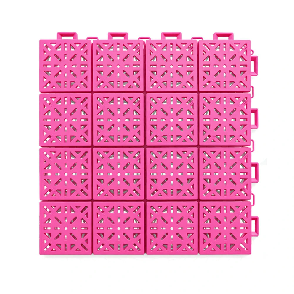 DUNK MASTER Interlocking Sports Floor Tiles - Anti-Slip Shock Absorbing Modular Court Flooring 10/20/30 Square Meters Basketball Court Outdoor Use - Pink