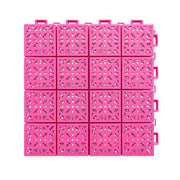 DUNK MASTER Interlocking Sports Floor Tiles - Anti-Slip Shock Absorbing Modular Court Flooring 10/20/30 Square Meters Basketball Court Outdoor Use - Pink