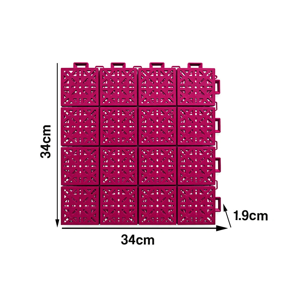 DUNK MASTER Interlocking Sports Floor Tiles - Anti-Slip Shock Absorbing Modular Court Flooring 10/20/30 Square Meters Basketball Court Outdoor Use - Rose Red