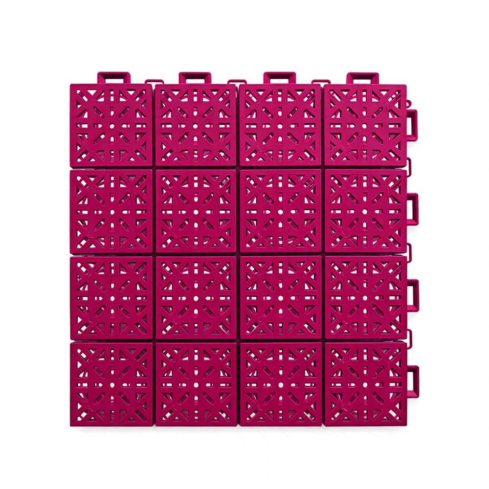 DUNK MASTER Interlocking Sports Floor Tiles - Anti-Slip Shock Absorbing Modular Court Flooring 10/20/30 Square Meters Basketball Court Outdoor Use - Rose Red