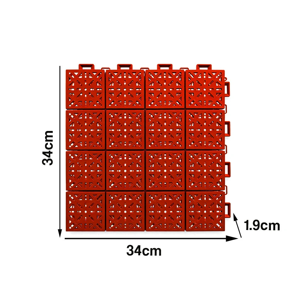 DUNK MASTER Interlocking Sports Floor Tiles - Anti-Slip Shock Absorbing Modular Court Flooring 10/20/30 Square Meters Basketball Court Outdoor Use - Red