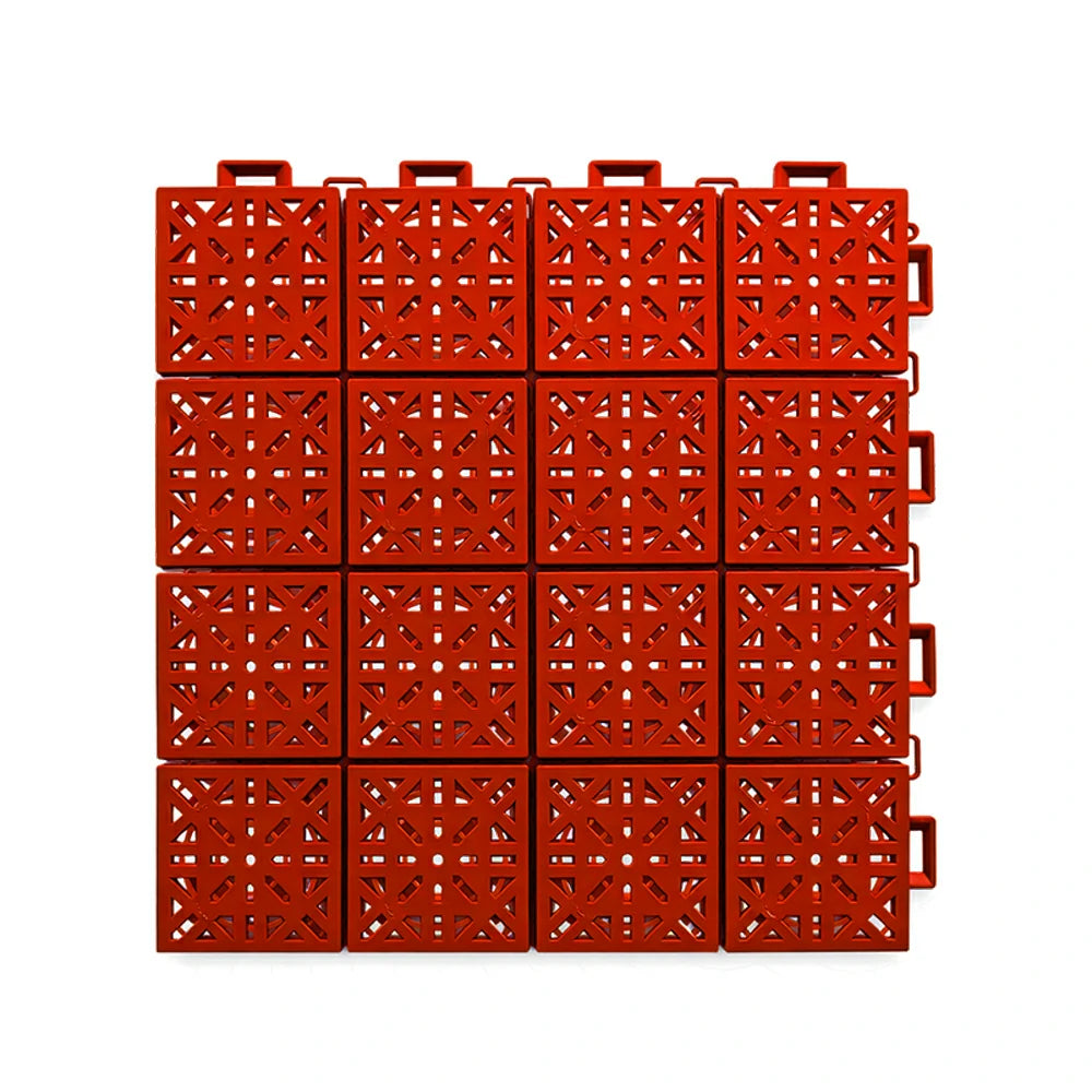 DUNK MASTER Interlocking Sports Floor Tiles - Anti-Slip Shock Absorbing Modular Court Flooring 10/20/30 Square Meters Basketball Court Outdoor Use - Red