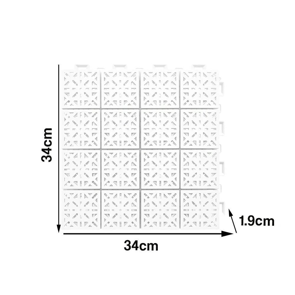 DUNK MASTER Interlocking Sports Floor Tiles - Anti-Slip Shock Absorbing Modular Court Flooring 10/20/30 Square Meters Basketball Court Outdoor Use - White