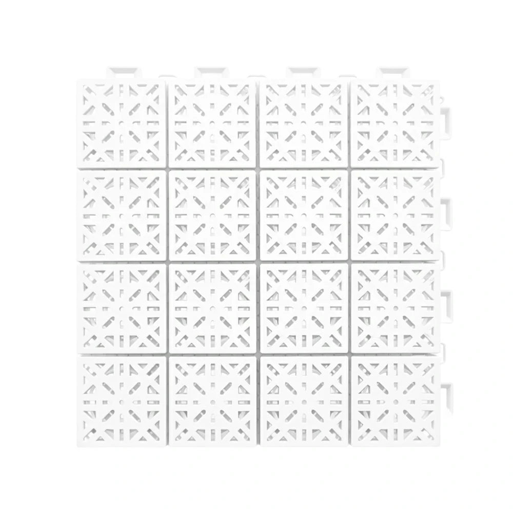DUNK MASTER Interlocking Sports Floor Tiles - Anti-Slip Shock Absorbing Modular Court Flooring 10/20/30 Square Meters Basketball Court Outdoor Use - White