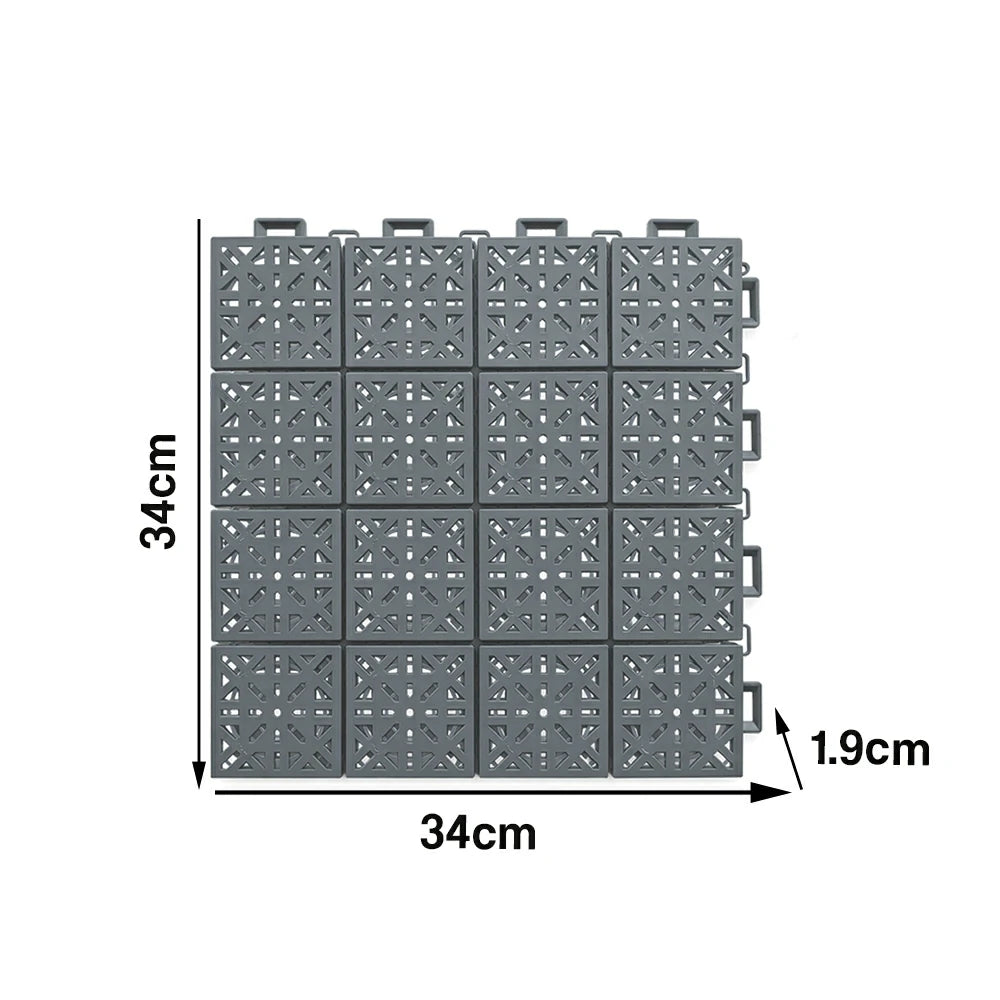 DUNK MASTER Interlocking Sports Floor Tiles - Anti-Slip Shock Absorbing Modular Court Flooring 10/20/30 Square Meters Basketball Court Outdoor Use - Light Grey