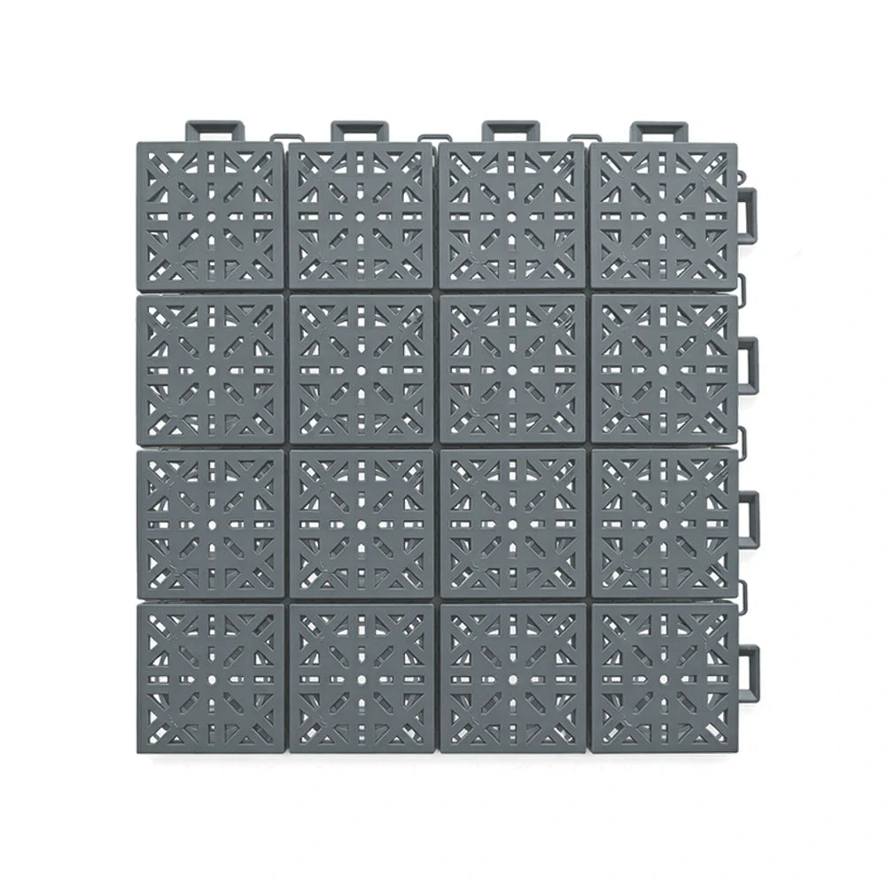 DUNK MASTER Interlocking Sports Floor Tiles - Anti-Slip Shock Absorbing Modular Court Flooring 10/20/30 Square Meters Basketball Court Outdoor Use - Light Grey