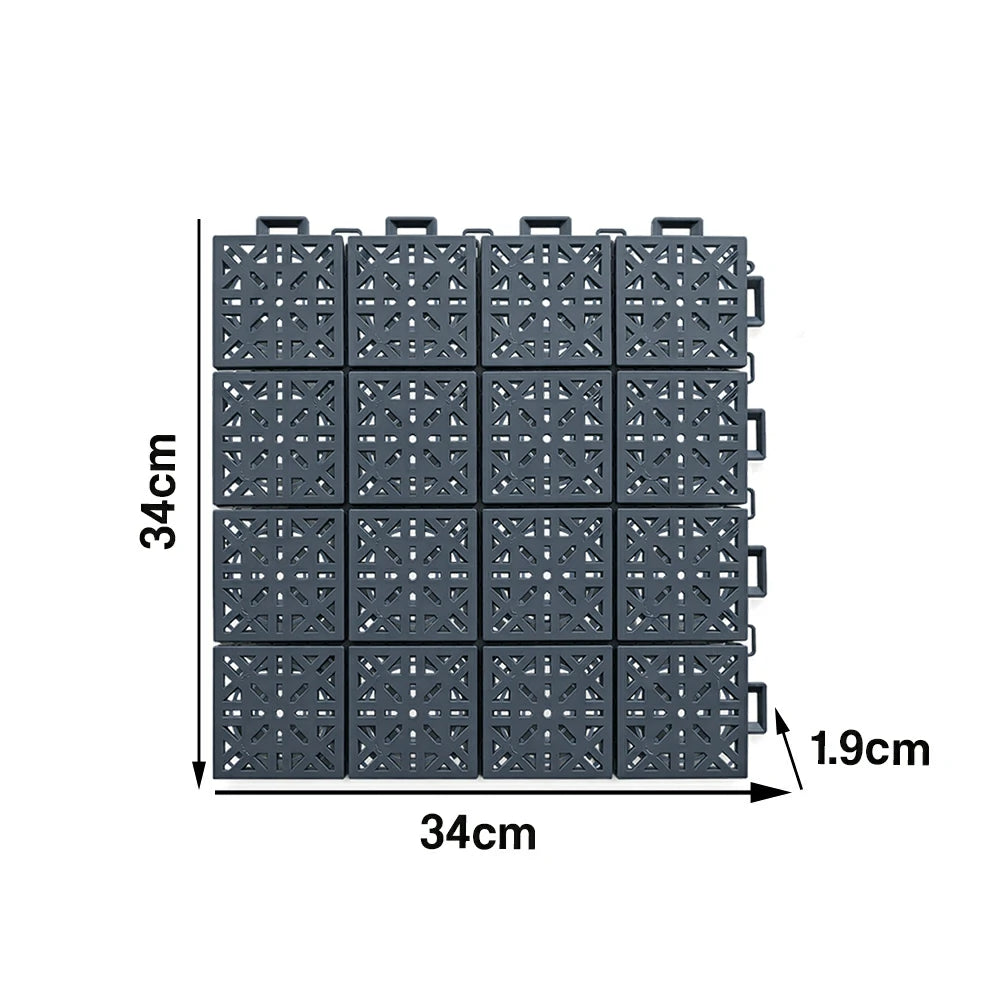 DUNK MASTER Interlocking Sports Floor Tiles - Anti-Slip Shock Absorbing Modular Court Flooring 10/20/30 Square Meters Basketball Court Outdoor Use - Drak Grey