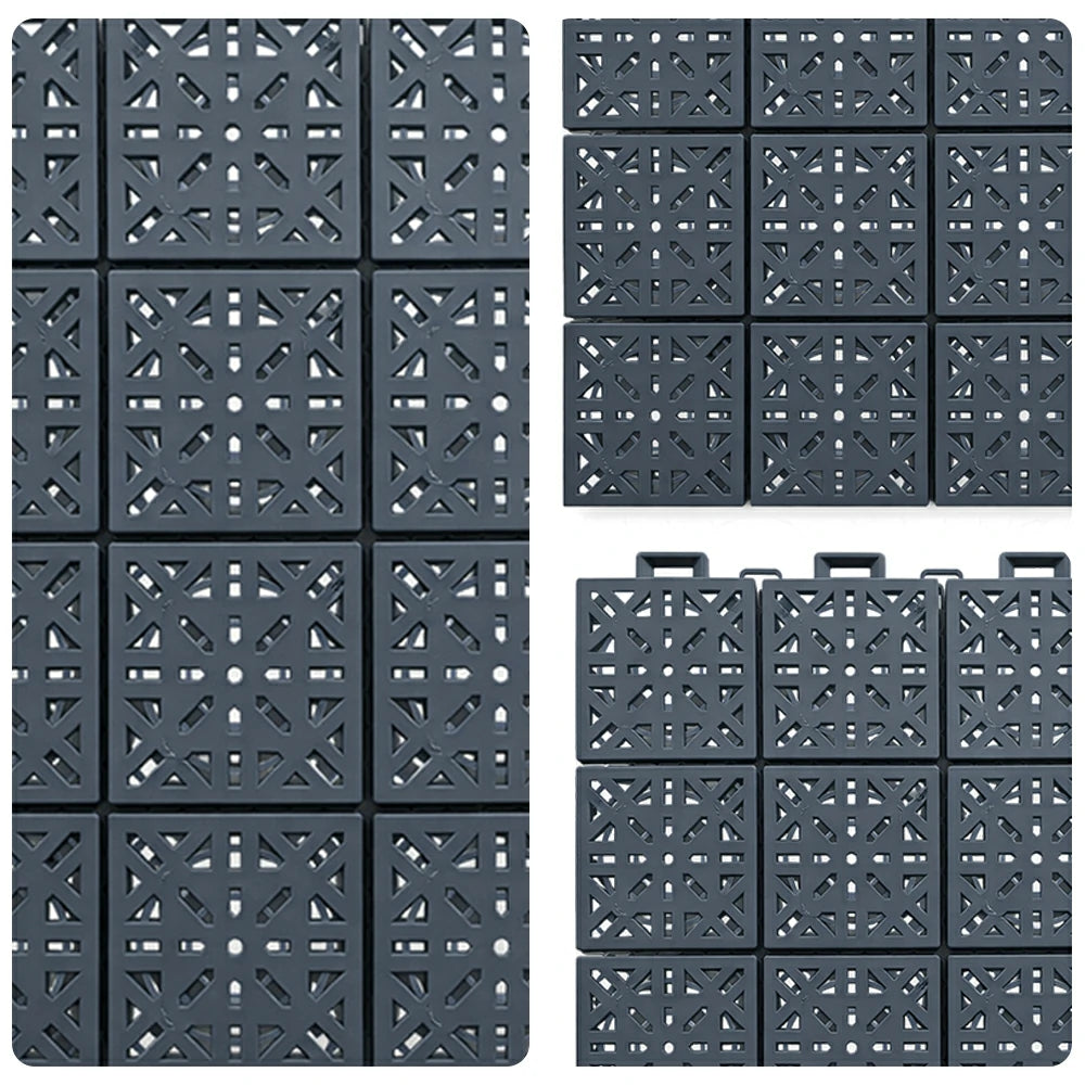 DUNK MASTER Interlocking Sports Floor Tiles - Anti-Slip Shock Absorbing Modular Court Flooring 10/20/30 Square Meters Basketball Court Outdoor Use - Drak Grey
