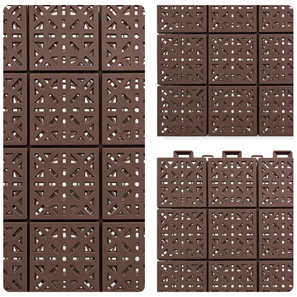 DUNK MASTER Interlocking Sports Floor Tiles - Anti-Slip Shock Absorbing Modular Court Flooring 10/20/30 Square Meters Basketball Court Outdoor Use - Coffee
