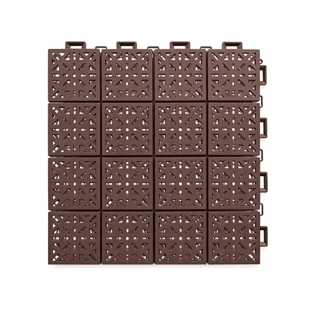 DUNK MASTER Interlocking Sports Floor Tiles - Anti-Slip Shock Absorbing Modular Court Flooring 10/20/30 Square Meters Basketball Court Outdoor Use - Coffee