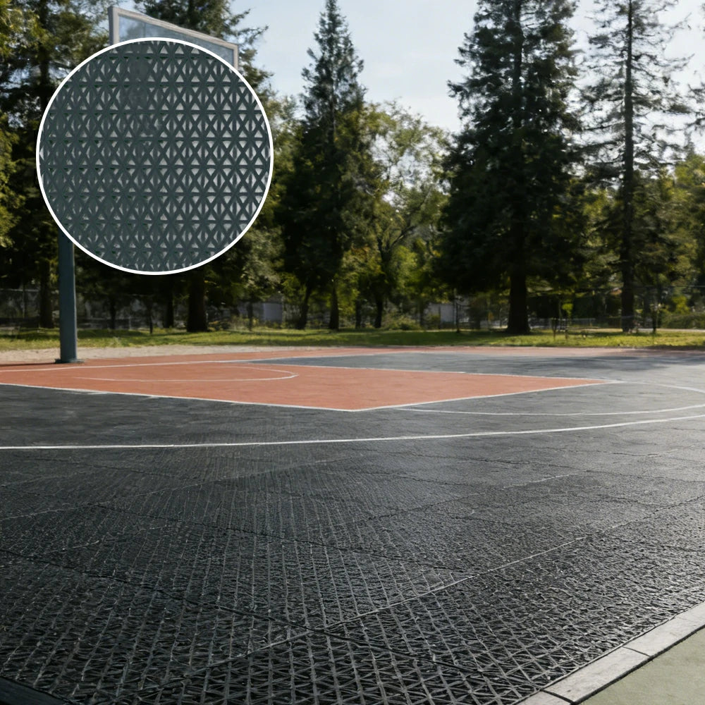 DUNK MASTER Interlocking Sports Floor Tiles - Double Layer Anti-Slip Basketball Court Flooring Modular Tiles 10/20/30 Square Meters - Black