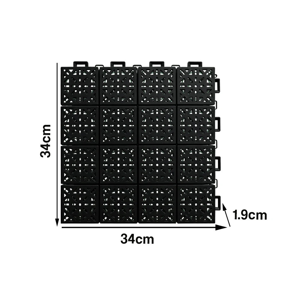 DUNK MASTER Interlocking Sports Floor Tiles - Anti-Slip Shock Absorbing Modular Court Flooring 10/20/30 Square Meters Basketball Court Outdoor Use - Black