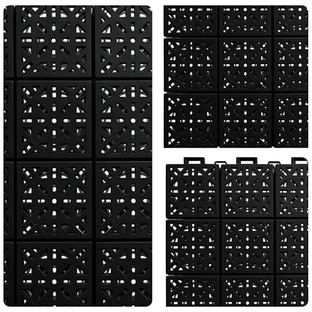 DUNK MASTER Interlocking Sports Floor Tiles - Anti-Slip Shock Absorbing Modular Court Flooring 10/20/30 Square Meters Basketball Court Outdoor Use - Black