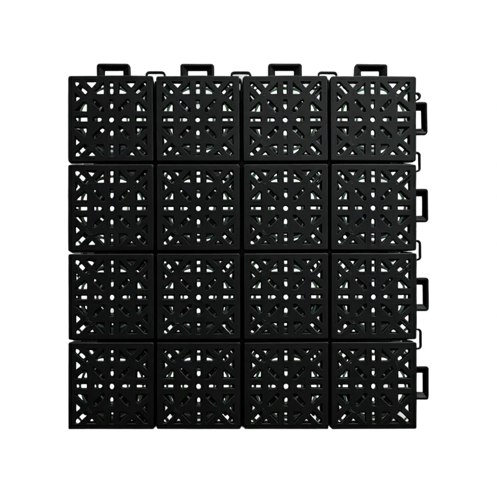 DUNK MASTER Interlocking Sports Floor Tiles - Anti-Slip Shock Absorbing Modular Court Flooring 10/20/30 Square Meters Basketball Court Outdoor Use - Black