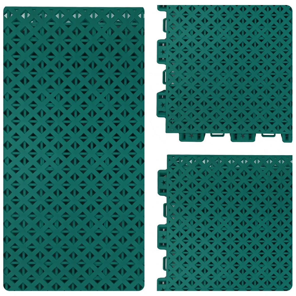 DUNK MASTER Outdoor Interlocking Sports Floor Tiles Anti-Slip Shock Absorbing Basketball Court Flooring 10/20/30 - Dark Green