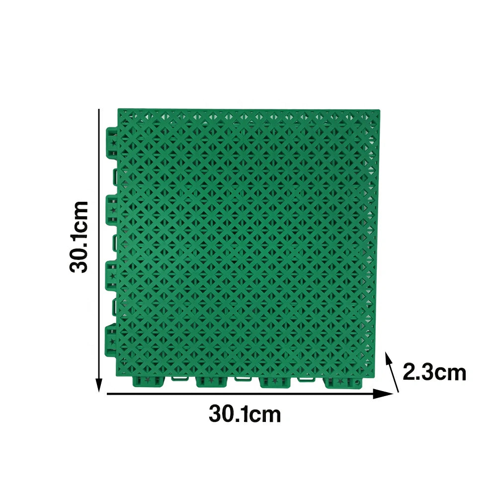 DUNK MASTER Outdoor Interlocking Sports Floor Tiles Anti-Slip Shock Absorbing Basketball Court Flooring 10/20/30 - Grass Green
