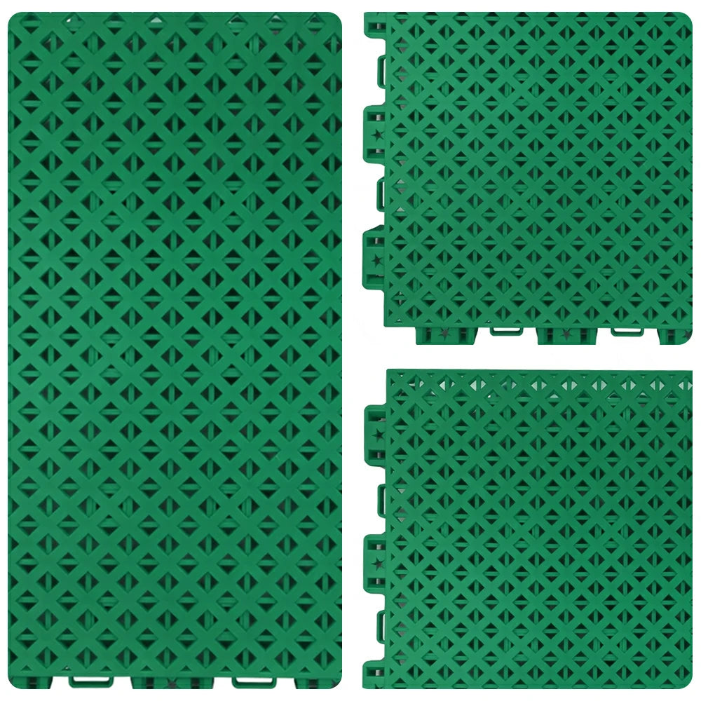 DUNK MASTER Outdoor Interlocking Sports Floor Tiles Anti-Slip Shock Absorbing Basketball Court Flooring 10/20/30 - Grass Green