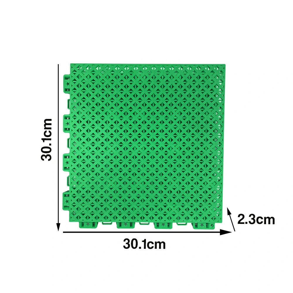 DUNK MASTER Outdoor Interlocking Sports Floor Tiles Anti-Slip Shock Absorbing Basketball Court Flooring 10/20/30 Square Meters - Emerald Green