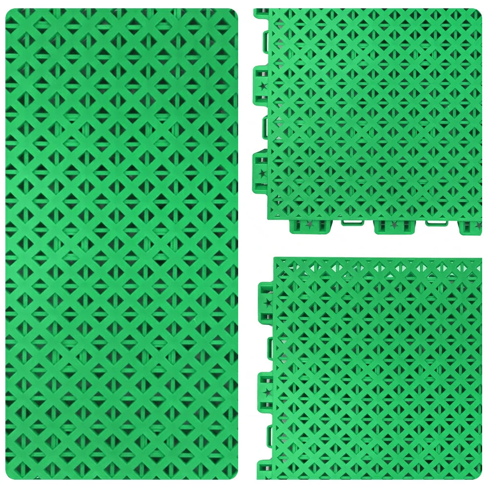 DUNK MASTER Outdoor Interlocking Sports Floor Tiles Anti-Slip Shock Absorbing Basketball Court Flooring 10/20/30 Square Meters - Emerald Green