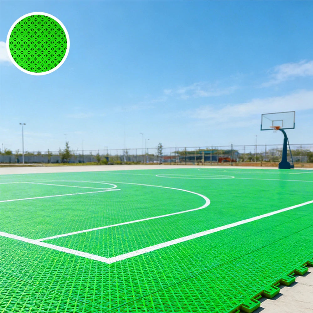 DUNK MASTER Outdoor Interlocking Sports Floor Tiles Anti-Slip Shock Absorbing Basketball Court Flooring 10/20/30 Square Meters - Apple Green